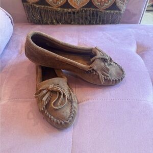 Minnetonka Tan Suede Moccasins